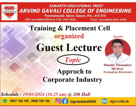 Guest Lecture on Approach to Corporate Industry by Mr. Mandar Purandare HR head-Technofour Electronics