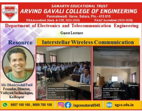Guest Lecture on Interstellar Wireless Communication by Mr. Dhairyashil Patil Founder, Vidyati Technologies, Kolhapur  Directer,  dated on  dated on 23/03/2024