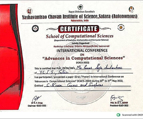 Ms. Pooja Pawar has participated in ICACS-2022