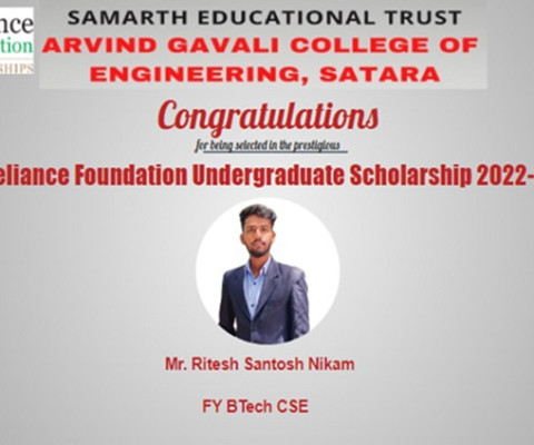 Congratulations for being selected for Reliance Foundation Undergraduate Scholorship 2022-23