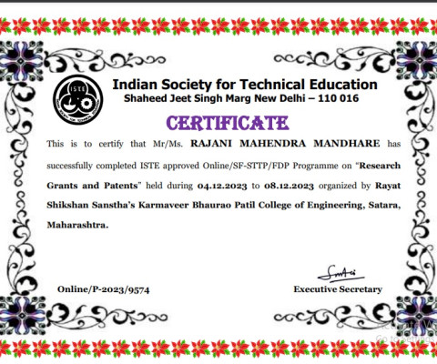 Program(Self-Financed and Multidisciplinary) on “Research Grants & Patent” (Hybrid Mode)