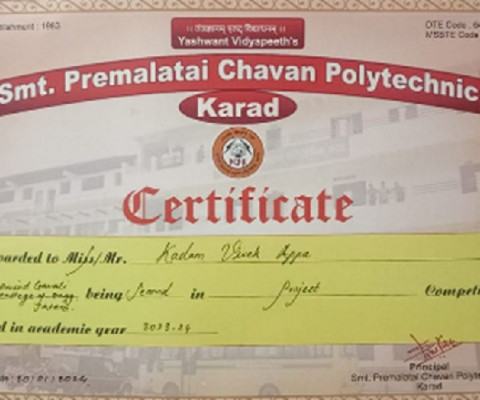 Mr. Vivek Appa Kadam won second prize in Project competition