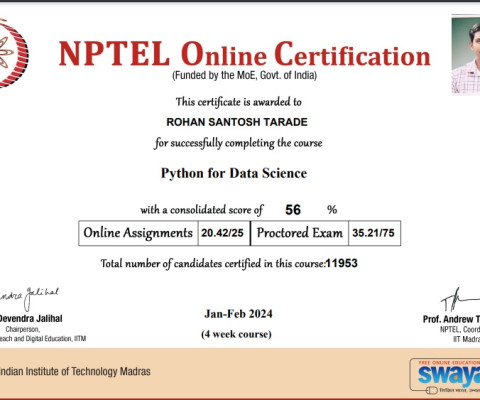 Python for Data Science NPTEL Certificate 