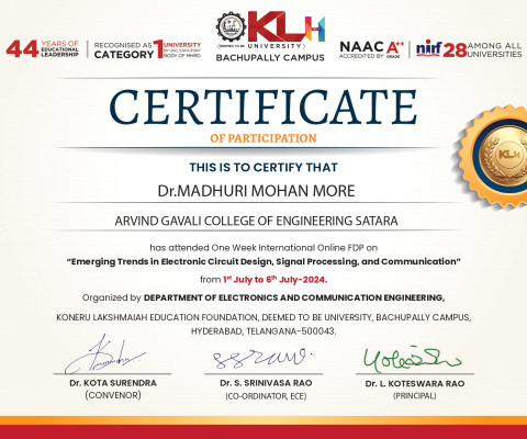 Attending Faculty Development Program on Emerging Trends in Electronic Circuit Design, Signal Processing, and Communication”