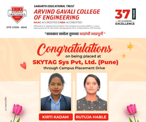 Being selected through campus placement in Sky tag sys Pvt Ltd, Pune