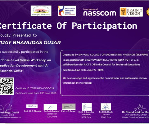 National Level Online Workshop on Application Development with AI and Essential Skills, 23-27 June 2025