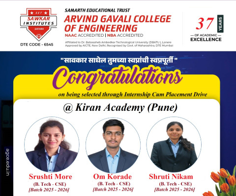 Be selected through internship cum placement drive @ Kiran Academy, Pune.