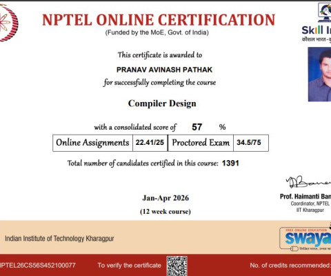 Compiler Design NPTEL Exam Achivement
