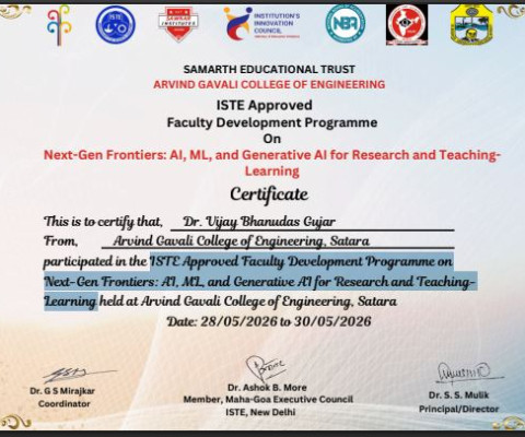 ISTE Approved Faculty Development Programme on Next-Gen Frontiers: AI, ML, and Generative AI for Research and Teaching Learning, 28-05-2026 to 30-05-2026