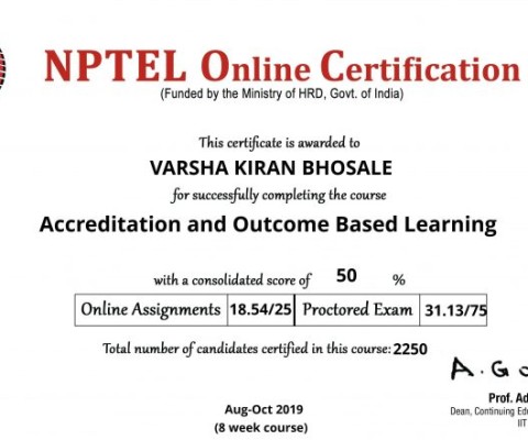 NPTEL Online Certification for Accreditation and Outcome Based Learning