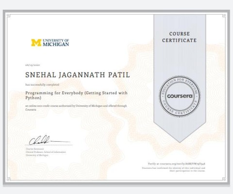 Internship with Coursera – Miss.Snehal Patil