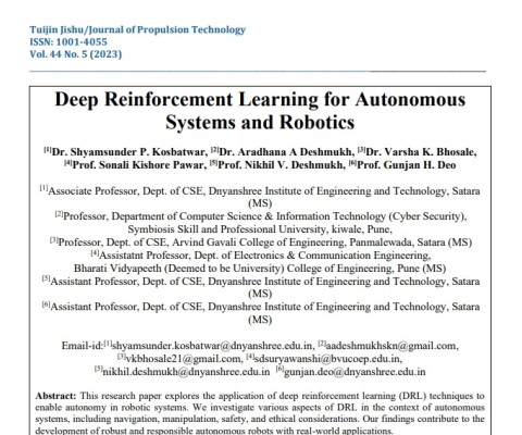 Deep Reinforcement Learning for Autonomous Systems and Robotics - Paper published