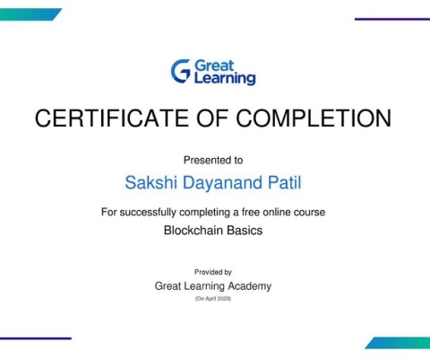 Ms. Sakshi Dayanand Patil completed online course Blockchain Basics