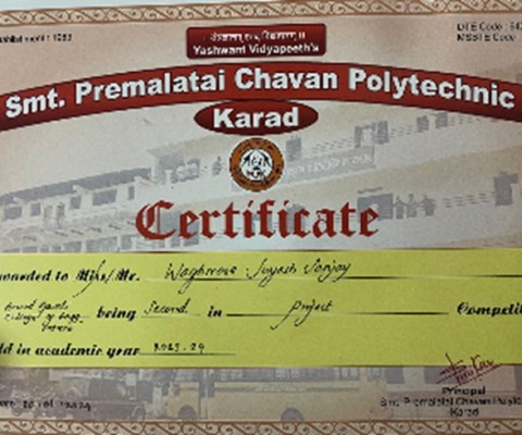 Mr. Suyash Sanjay Waghmale won second prize in Project competetion