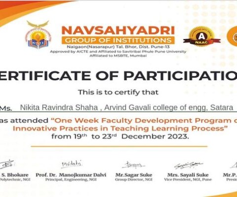 Attended one week FDP on Innovative Practices in Teaching & Learning Process