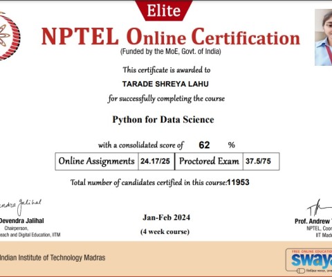 Python for Data Science NPTEL Certificate 