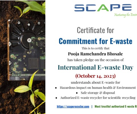 Ms. Pooja Bhosale has committed for E Waste on the occasion of International E Waste Day through E Waste Awareness Campaign-1