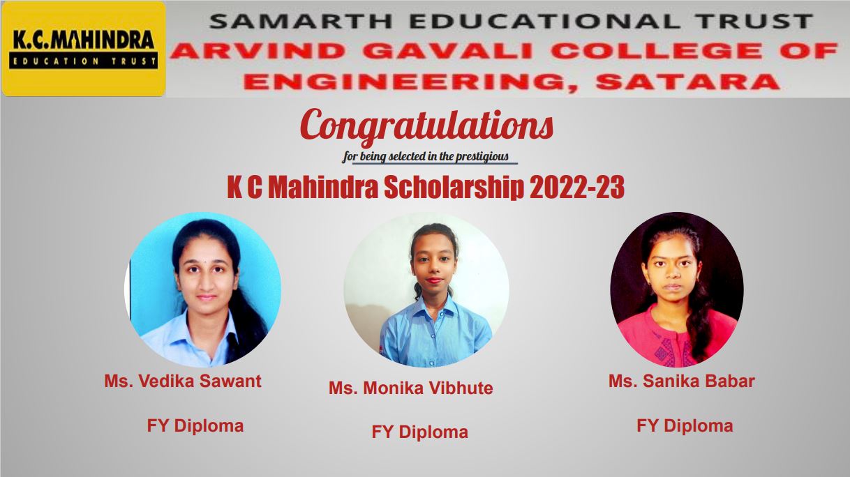 Congratulations for being selected in KC Mahindra Scholorship 2022-23