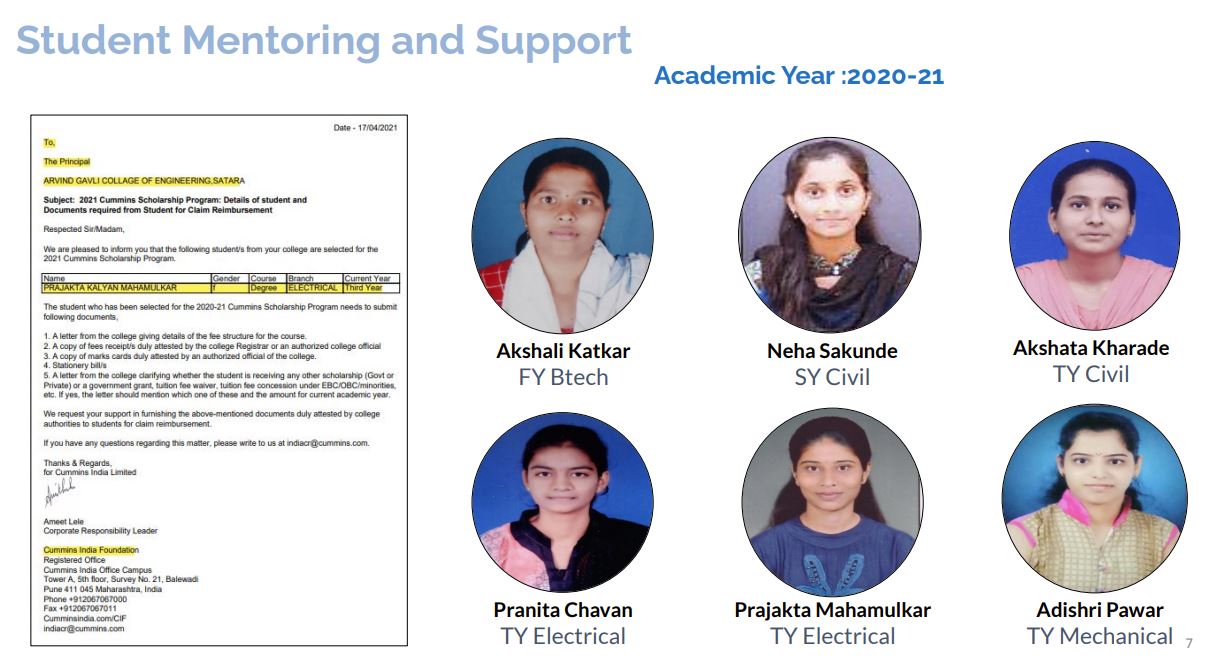 Congratulations for being selected in 2021 Cummins Scholorship Program